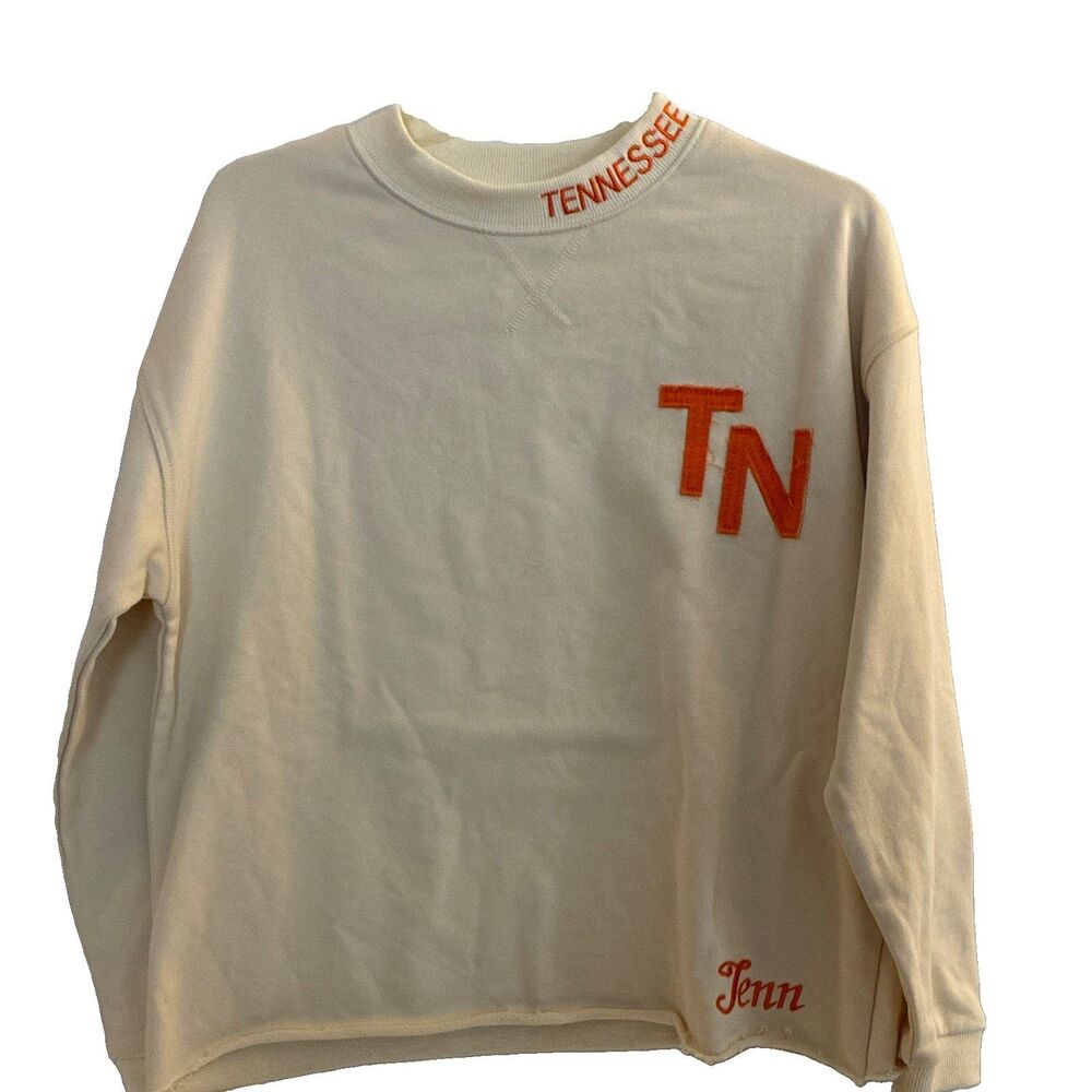 Cloud Ten Tennessee Sweatshirt Embroidered Fleece Cropped Crewneck Pullover Top